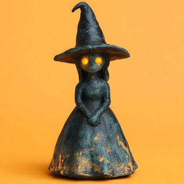 Halloween Witch Figurine with Glowing Eyes