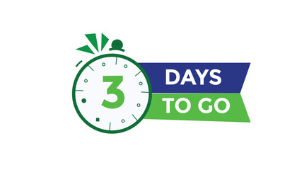 3 days to go Countdown number banner templates. time icon. Vector Illustration 
