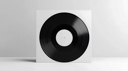 Obraz premium A Black Vinyl Record on a White Background