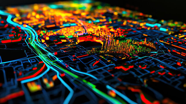Technical aerial visual, 3D LiDAR GIS aerial map satellite scan model isolated, showing with landmarks simple clear. 3D LIDAR model map topogr b4176da1, aaac. Elevation, topography, render
