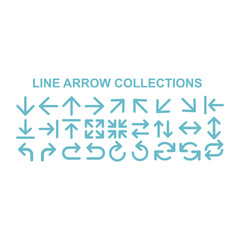 Icon set of thin line arrows. Modern minimalistic flat design. a collection of direction or arrow icons with a line style