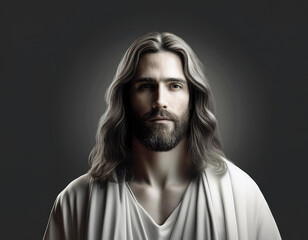 Fototapeta premium Portrait of Jesus A Headshot Illustration Capturing the Sacred Expression and Spiritual Essence