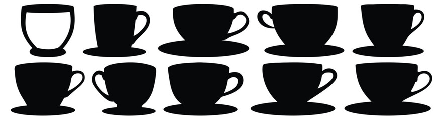 Coffee silhouette set vector design big pack of cup illustration and icon