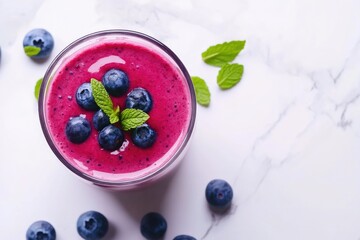 Fresh Blueberry Smoothie with Berries and Mint