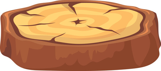 Wood cut cartoon icon. Bark lumber material