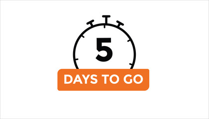 5 days to go Countdown number banner templates. time icon. Vector Illustration 