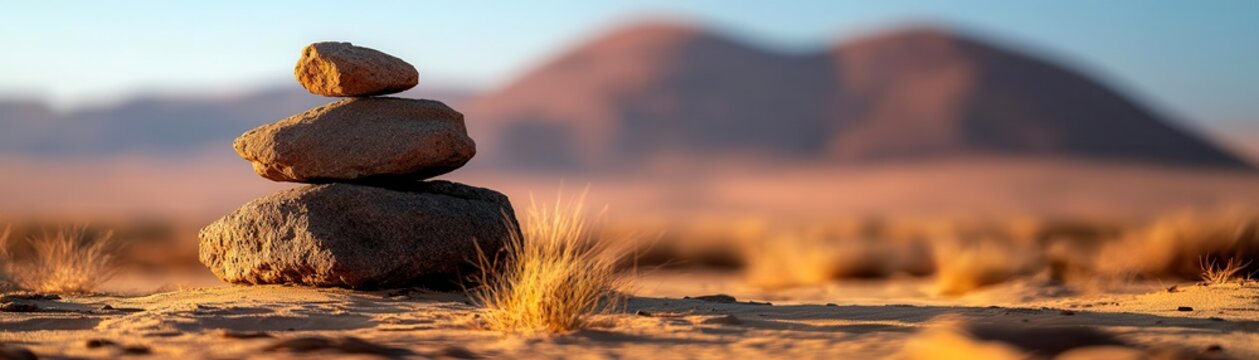 Desert oasis with an inexplicable stone monolith, surrounded by sparse vegetation, nature, mysterious landmark