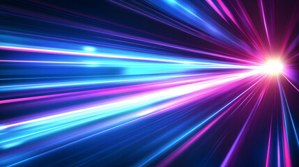 Obraz premium Illustration of light ray, stripe line with blue light, speed motion background. 