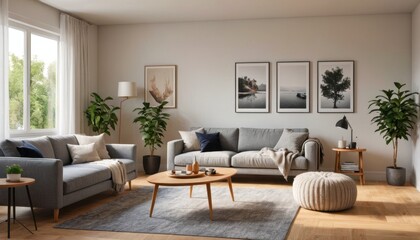 A minimalist living room with a Scandinavian-inspired design