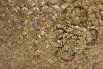 Close-up of Intricately Woven Straw Basket Design