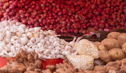 Different kinds of vegetables in Indian marketplace