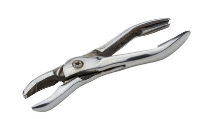 Obraz premium A shiny metal plyer, perfect for gripping and pulling, showcasing its sleek design and functionality in various tasks. isolated on a white background, transparent background.