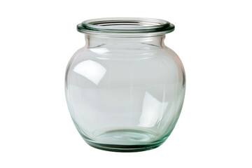 Clear glass jar with a round shape, perfect for storage or decoration in home and garden settings. isolated on a white background, transparent background.