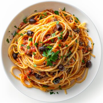 Italian Spaghetti Puttanesca Dish