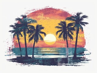 Obraz premium Palms Silhouette at Sunset
