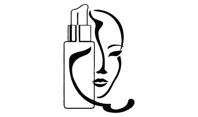 women line art luxury flower beauty skin care logo design