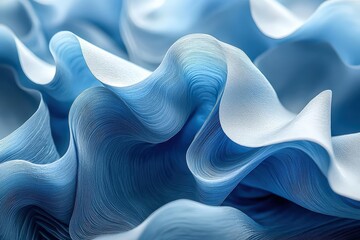 Abstract Blue and White Wavy Texture with Flowing Patterns