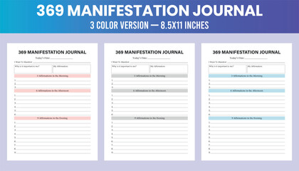 369 Manifestation Journal | KDP Interior | Low competition | Journal | Planner | Tracker | Printable Planner   