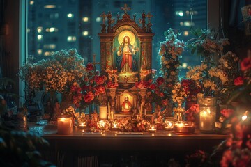 Icons Home Altar Eastern Orthodox Christianity Religion Spiritual Symbol