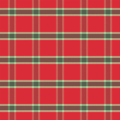 Checkered tartan plaid with twill weave repeat pattern in red and green.Colorful vivid gingham seamless pattern for Christmas.Geometric graphic vector illustration background.