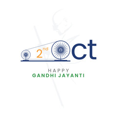 Mahatma Gandhi Jayanti 2nd October with creative design vector illustration