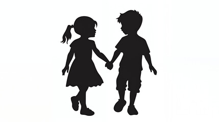 child silouette vector girls and boy
