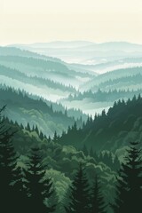 Fototapeta premium minimalist illustration of the ardennes, liege city, belgium, green forest colors, travel print --ar 2:3 Job ID: 972025bc-2dd6-4dc6-bada-c33d8d2db183