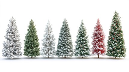 Fototapeta premium Collection of christmas Trees with Snow isolated on white background