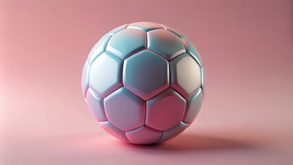 Fototapeta premium Minimalistic 3D render of a soccer ball with a soft pastel pink background. The clean, modern design emphasizes simplicity and style, perfect for sports themes and digital artwork.