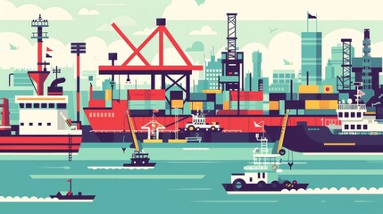 Obraz premium a modern, clean, linear image representing a progressive, contemporary port or harbour