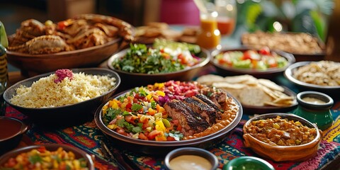 Delicious Middle Eastern Food Spread on a Table