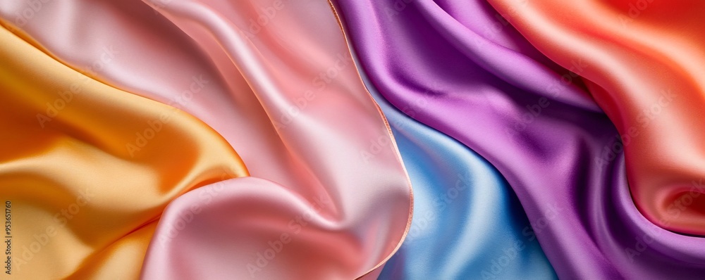 Sticker Silky fabric creating elegant colorful waves on a smooth surface