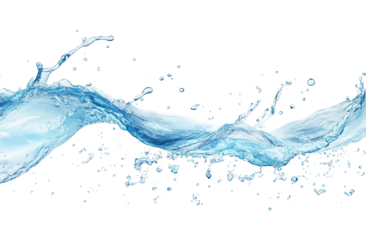 Dynamic water splash in motion on transparent background