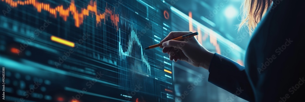 Poster Analyzing Business Data with Advanced Technology in a Dynamic Modern Workspace to Enhance Efficiency and Drive Innovation for Better DecisionMaking and Improved Outcomes in Various Industries