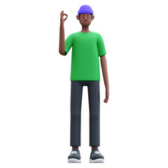 green shirt man 3d illustration