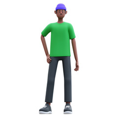 green shirt man 3d illustration