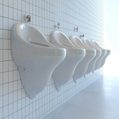 Isometric Illustration of 3d a row of urinals for male icon