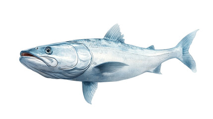 Fototapeta premium A realistic illustration of a fish, showcasing its sleek body and vibrant colors, ideal for educational or culinary materials.