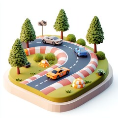 Isometric Illustration of 3d car race finish icon
