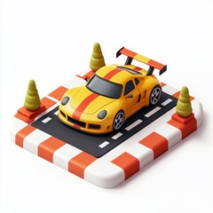 Isometric Illustration of 3d car race finish icon