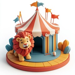 Obraz premium Isometric Illustration of 3d circus room interior icon