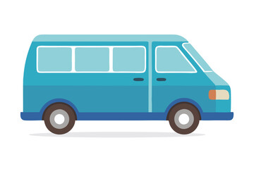 Minivan road transport vehicle isolated flat vector illustration on white background