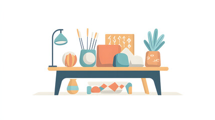 Fototapeta premium Minimalistic home interior design vector icon set for furniture, room, and home decor elements