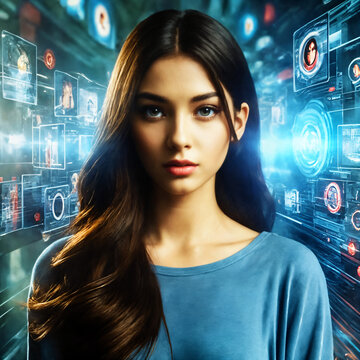 Girl in a Virtual Reality Experience