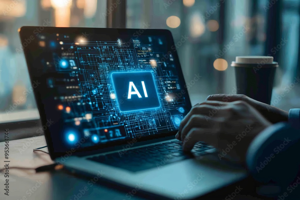 Poster Exploring the vital role of AI technology in improving and transforming modern business practices across various sectors is crucial for achieving greater efficiency and sustained growth