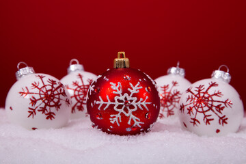 red and white christmas ornament background