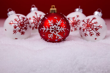 red and white christmas ornament background