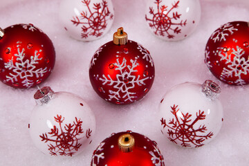 red and white christmas ornament background
