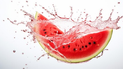 Splash of water and watermelon part on white background. Neural network ai generated art
