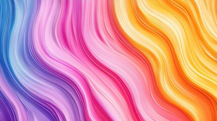 Obraz premium Vibrant wavy lines in a gradient of warm to cool colors, including pink, orange, yellow, and blue, forming a lively abstract backdrop.